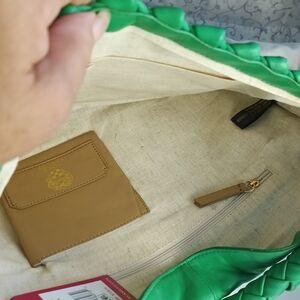 Green Tote Bag with Tan Wallet